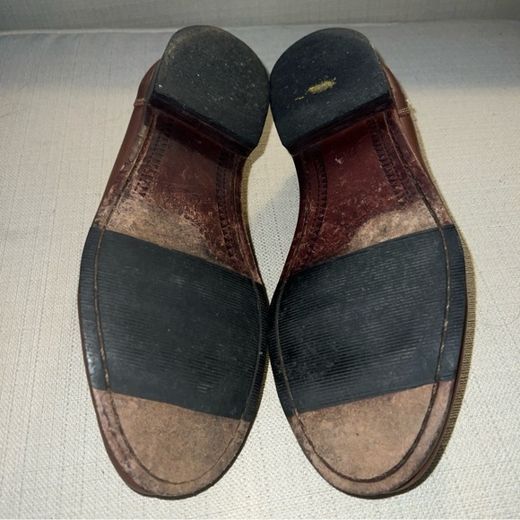 Brass Boot Brown Leather Penny Loafers Shoes Slip On Walking Gloves Men's 7.5M - Picture 9 of 11